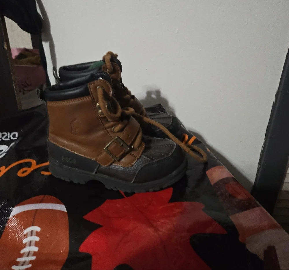 Polo by Ralph Lauren Brown and Black Kids Lace-Up Booties